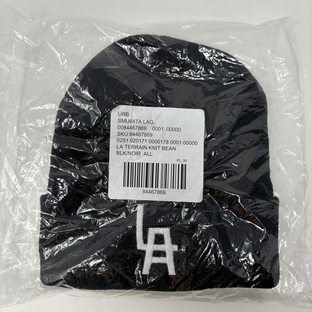 American Needle LA Terrain Knit Beanie Black Embroidered Cuffed Hat Streetwear